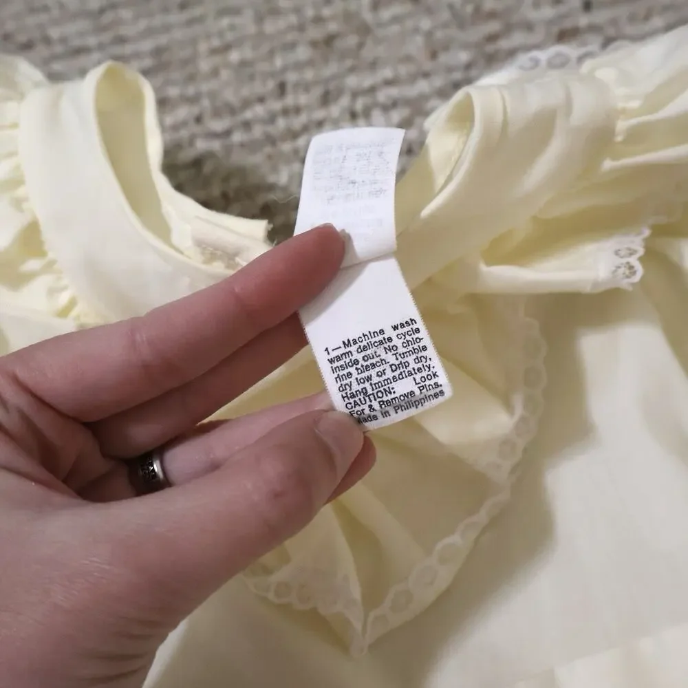 Vintage Butter Yellow Lace Tiered Ruffled Peasant Dress 4T Cottagecore Coquette